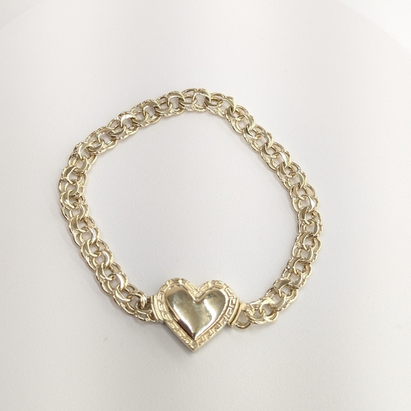 10kt Real Gold Heart Chino Bracelet 7 Inches - Picture 9 of 9